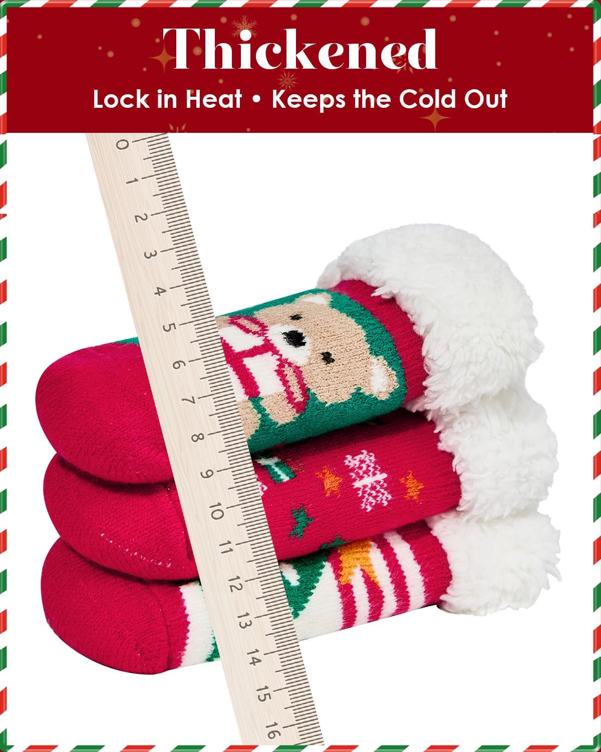 Century Star Toddler Girls Boys Christmas Socks with Grips Cotton kids Slipper Socks Baby Winter Non Slip Fuzzy Sock